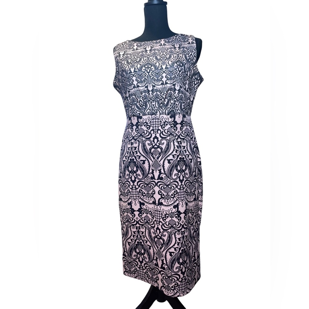 New York & Company pink and gray paisley stretch dress